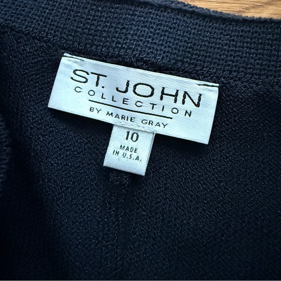 St. John black knit pull on wide leg classic pants 10 - Picture 5 of 6